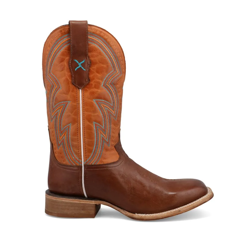 'Twisted X' Men's 12" Rancher Western Square Toe - Brunette & Pumpkin