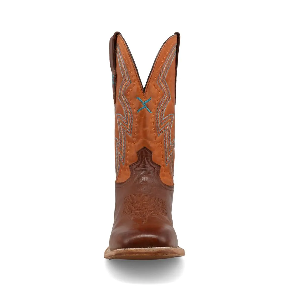 'Twisted X' Men's 12" Rancher Western Square Toe - Brunette & Pumpkin