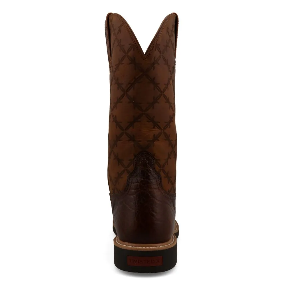 'Twisted X' Men's 12" Tech X Cellstretch Western Round Toe - Brown / Squash