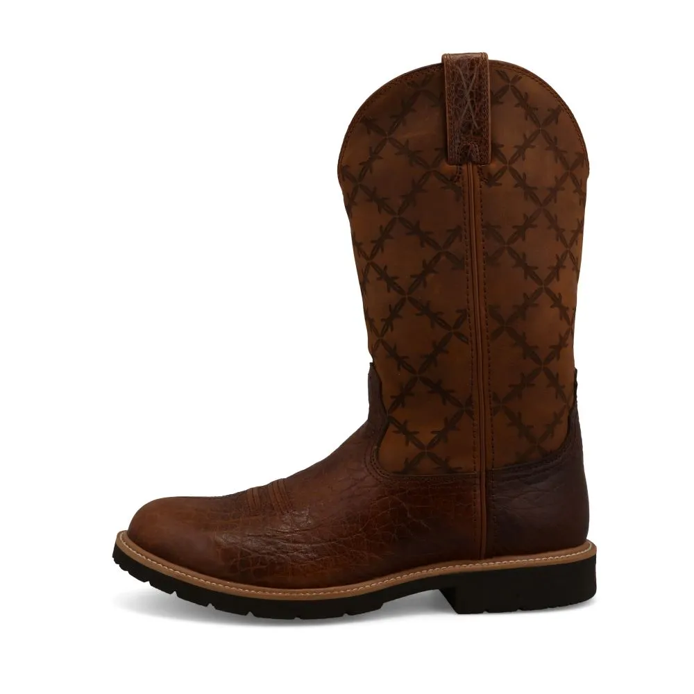 'Twisted X' Men's 12" Tech X Cellstretch Western Round Toe - Brown / Squash