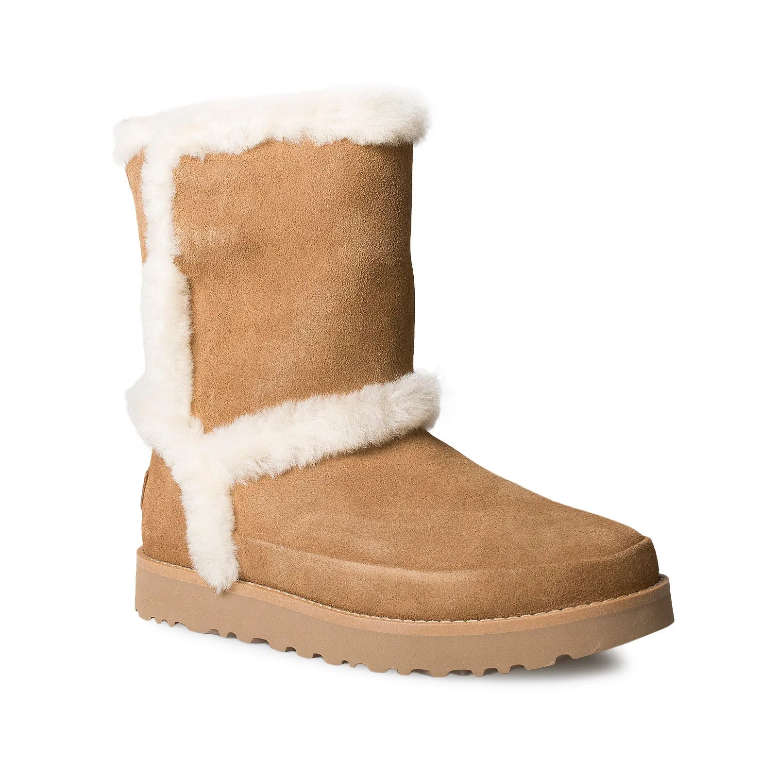 UGG Classic Short Fluff Spill Seam Chestnut Boots - Women's