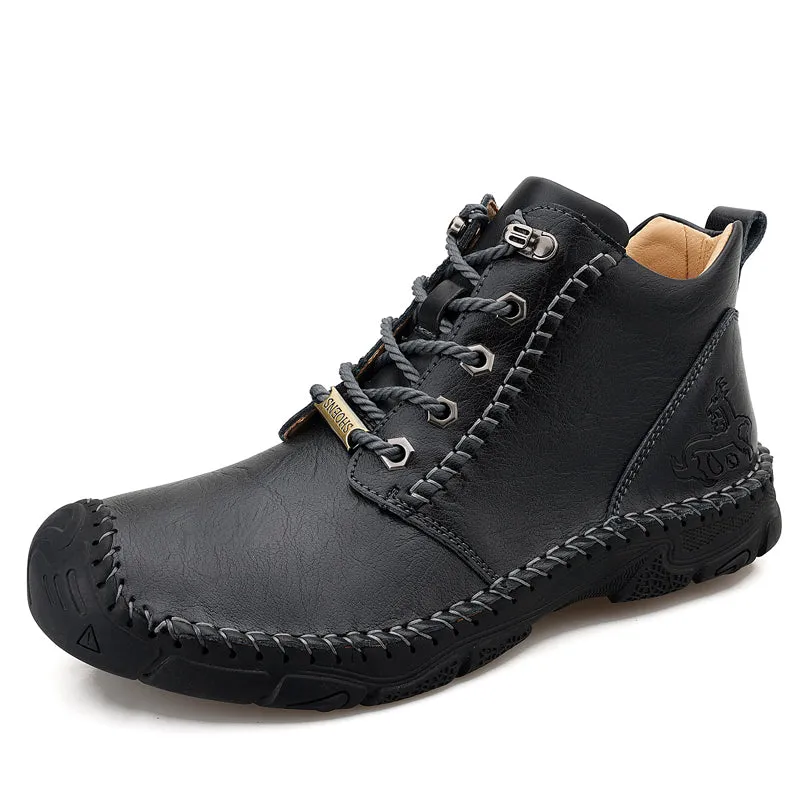 Vintage Hand Stitching Soft Leather Ankle Chukka Boots-823