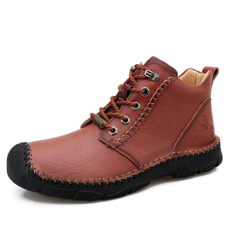 Vintage Hand Stitching Soft Leather Ankle Chukka Boots-823