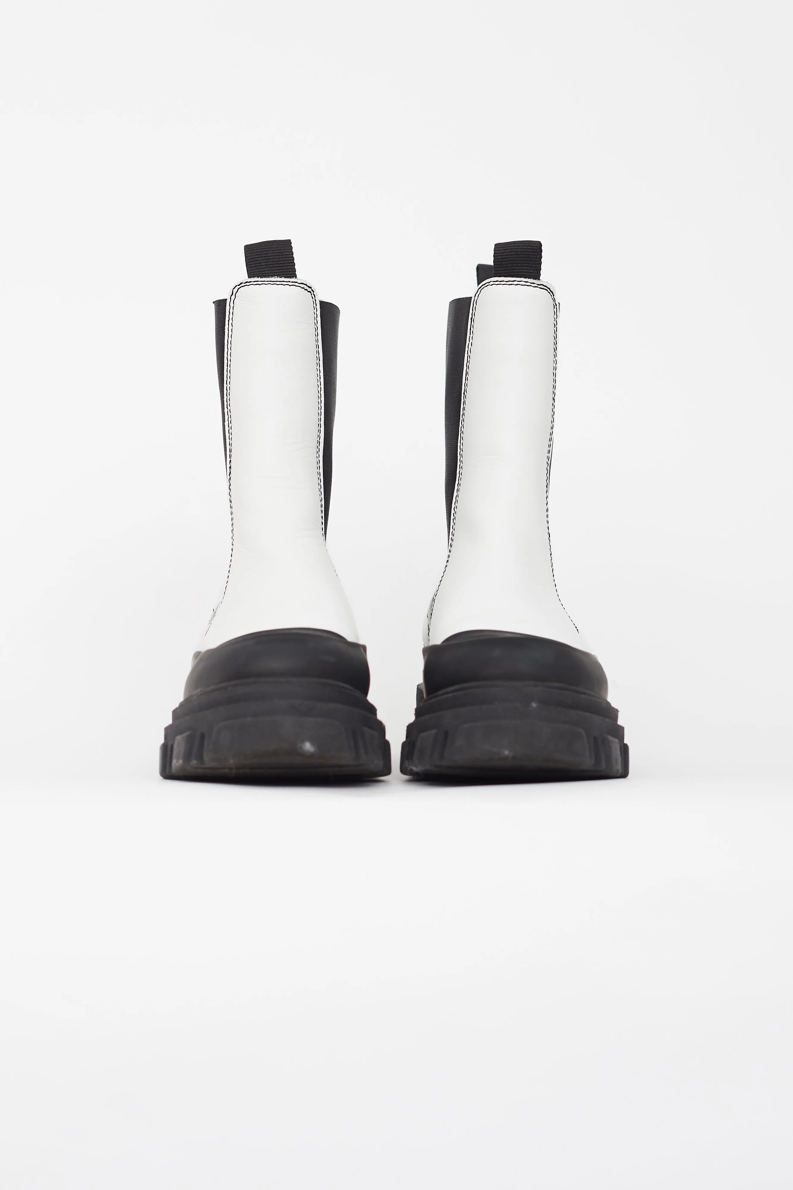 White & Black Leather Chelsea Boot