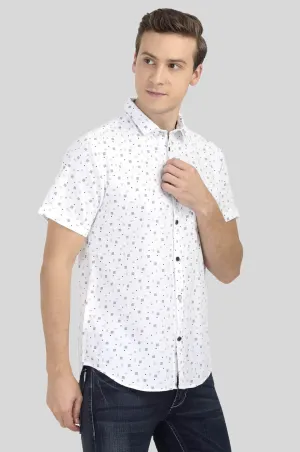 White Printed Casual Shirt for Men (ESPINOSA 2217)