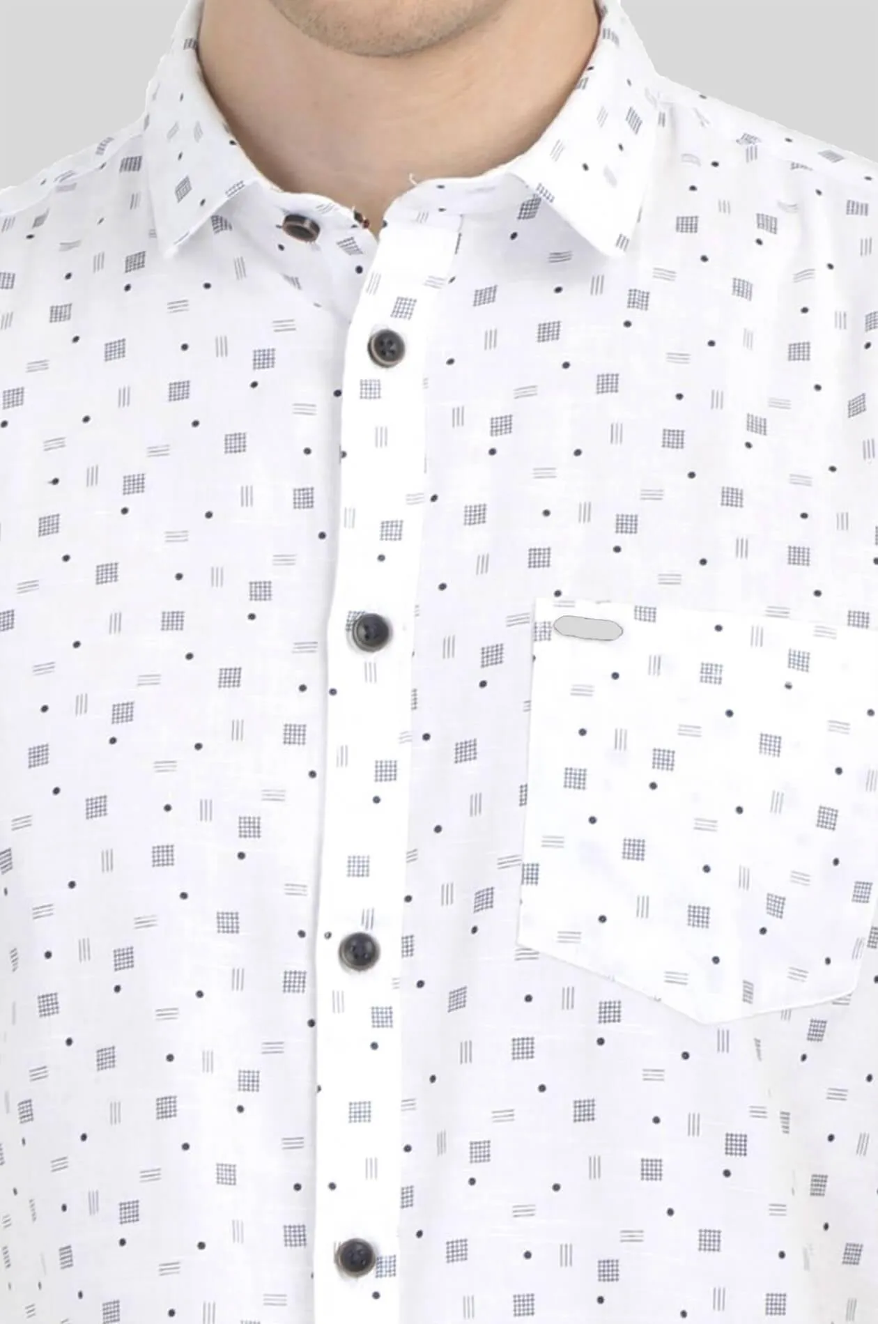 White Printed Casual Shirt for Men (ESPINOSA 2217)