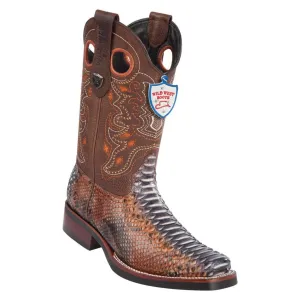 Wild West Boots #28195788 Men's | Color Rustic Cognac | Men's Wild West Python Square Toe Rubber Sole Boots Handcrafted