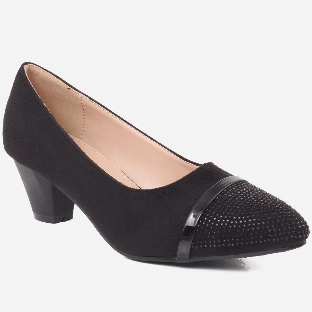 Women "RUTANYA" Block Heel Court Shoes