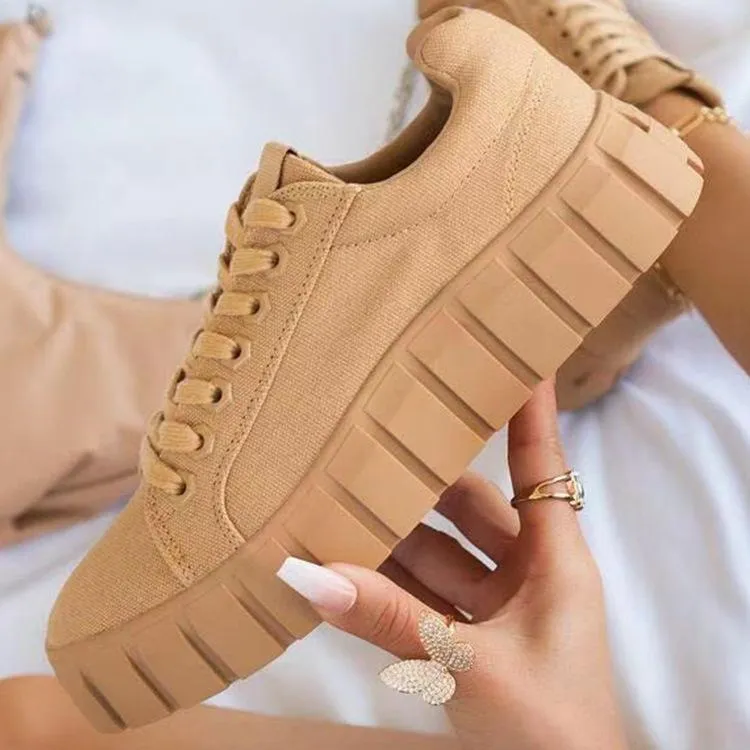 Women summer criss cross lace up chunky sneakers