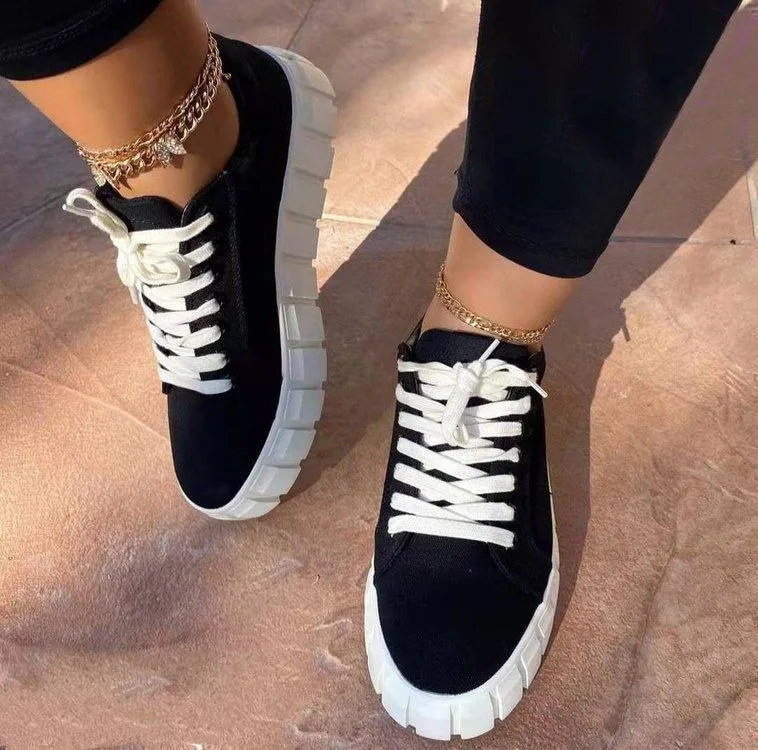 Women summer criss cross lace up chunky sneakers