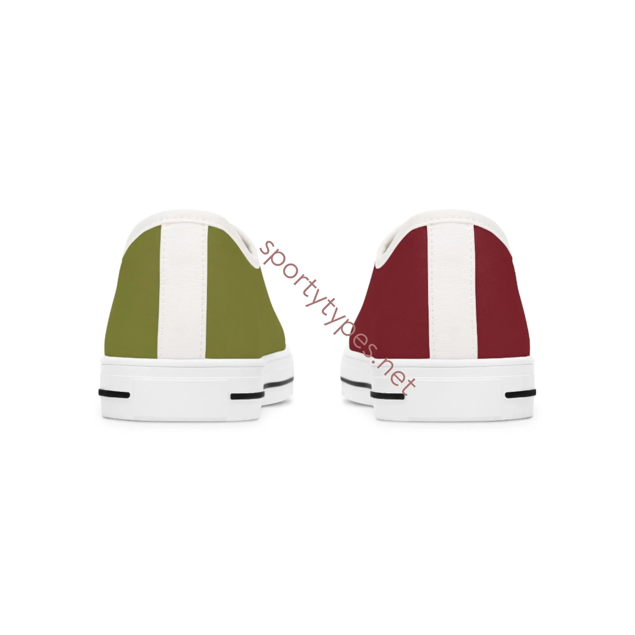 Women's Burgundy & Olive Mismatched Low Top Sneakers