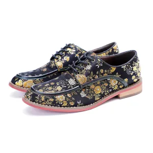 Women's Retro Print Casual Lace Up Flat Shoes