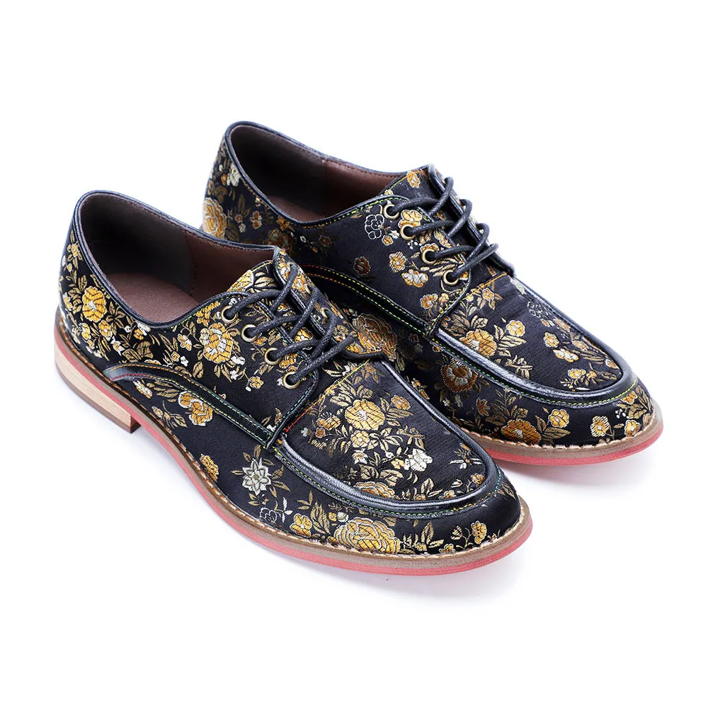 Women's Retro Print Casual Lace Up Flat Shoes