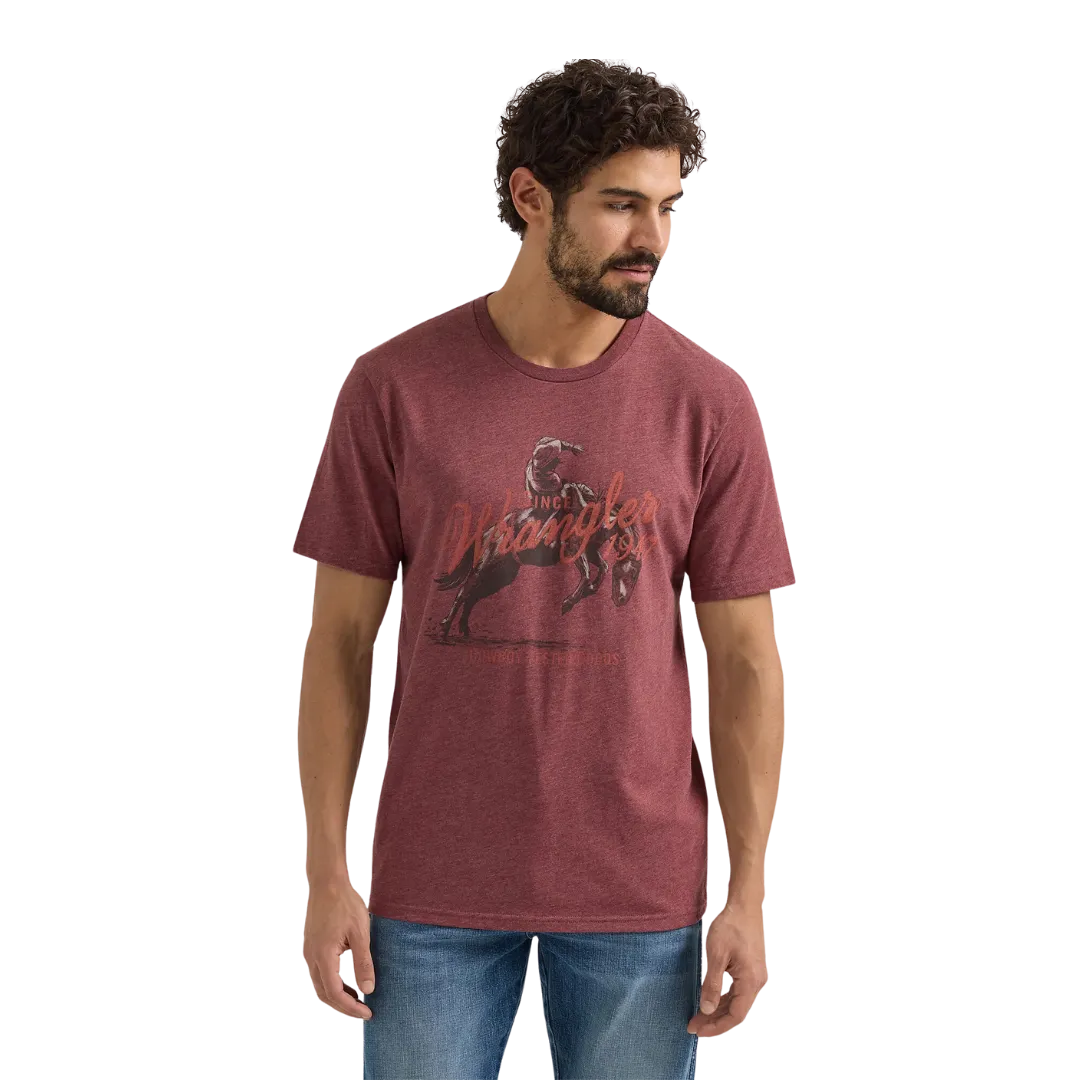 Wrangler Men's Bucking Horse Graphic Burgundy Heather T Shirt